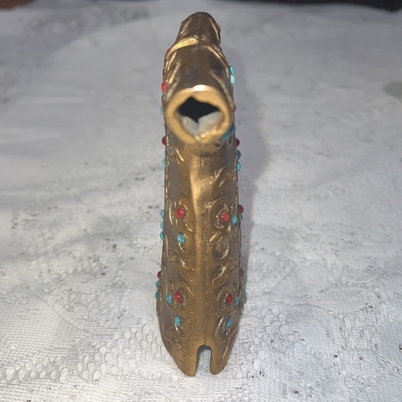 Copper Ottoman Caftan Statue w Coral and Turquoise Stones - Picture 4 of 7